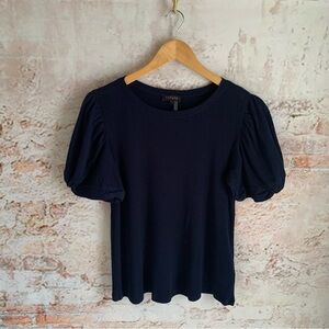 1. State Navy Puff-Sleeve Knit Top